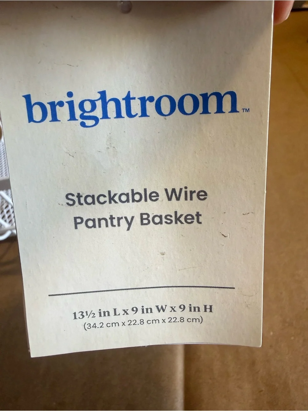 Metal Stackable Wire Pantry Basket with Rubber Wood Handle - Brightroom